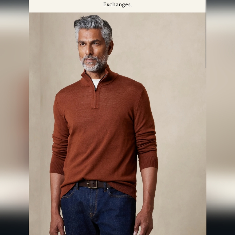 Banana Republic men's wool zip neck pullover